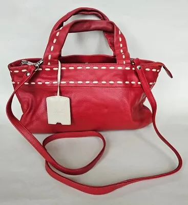 Yoshi Lichfield Soft  Leather Grab Bag Red With Detachable Crossbody Strap • £30
