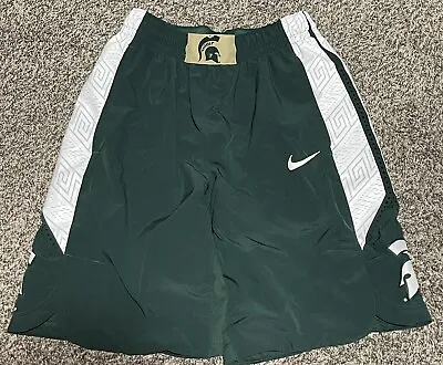 Nike Michigan State Spartan Team Issued Basketball Shorts Vintage Badge Large • $44