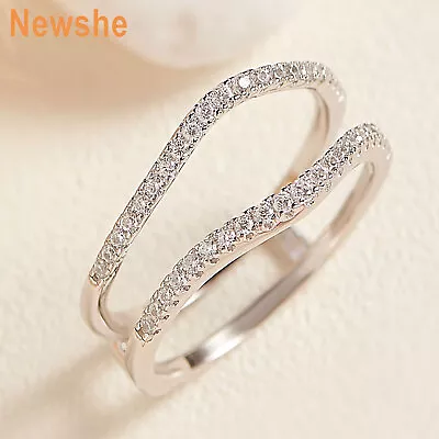 Newshe Curved Wedding Band For Women Ring Enhancer Wrap Guard For Wedding Ring 7 • $29.99