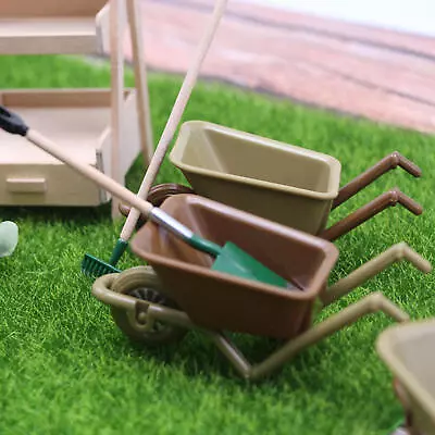 Wheelbarrow Figurine Miniature Tools Simulation Garden Cart Decor           Toy • $6.86