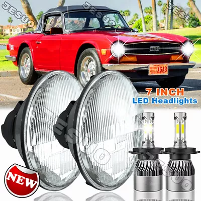 For Triumph TR6 1969-1976 Round Projector 7  LED Headlights Halo Angel Eyes DRL • $88.20