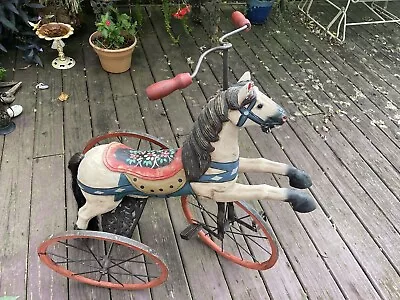 Vintage Wood Carved Horse Tricycle • $320