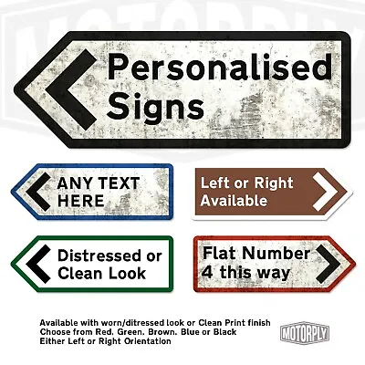 Metal Wall Sign - Personalised UK Road Direction Arrow - Custom Left Right Point • £12.99