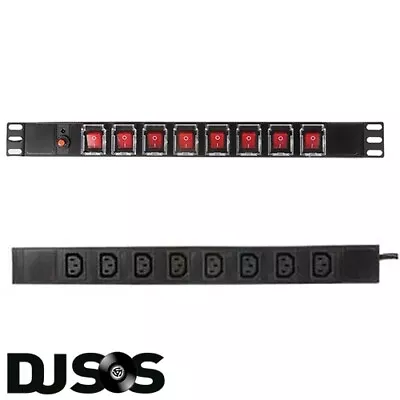 Pulse 19' Rackmount IEC Switch Panel PDU PC-08 Rack Switch Panel IEC Outlets • £38.57