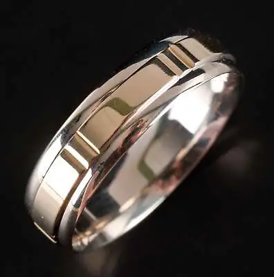 Men's 10k White Yellow Gold Two-Tone Wedding Anniversary Band 5.44g 6.1mm Width • $525