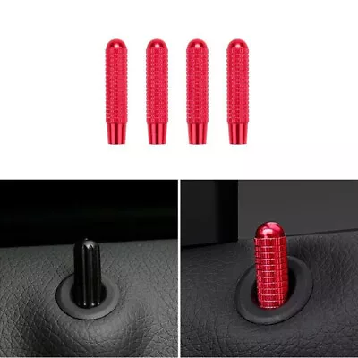 Red Alloy Bolt On Door Lock Knobs Pins Cover For Mercedes Benz C E W205 2016-19 • $9.43