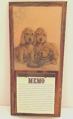 Vintage Lacquered Wooden Memo Board Hanging Plaque ~ Three Cocker Spaniels • $25