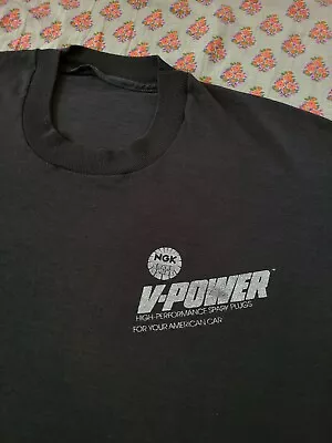 Vintage V Power Spark Plugs Shirt Racing Size Nascar Medium Worn Faded • $20