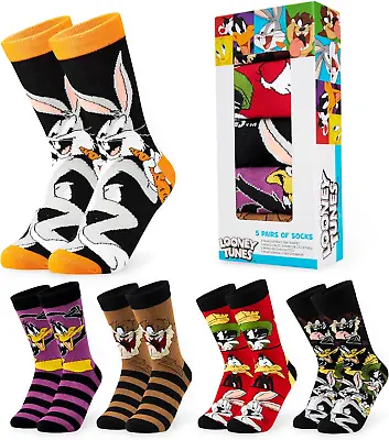 Looney Tunes Mens Socks Pack Of 5 Bugs Bunny Socks Men Gifts For Men Teenagers • £20.91