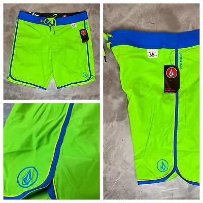 Volcom New Jetty Board Shorts Men’s Size 34 Swim Trunks Stretch Green Blue NEW • $24.99