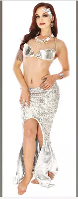 Metallic Sequin Mermaid Costume For Cosplay Or Halloween - SILVER Size MEDIUM • $19.99