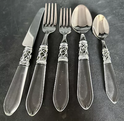 Vietri Aladdin Brilliant Clear Flatware 18/10 Stainless 5 Pc Place Setting New • $90