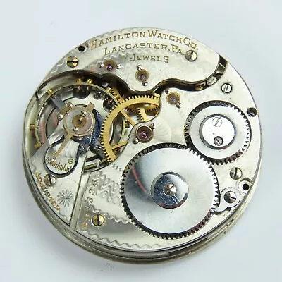 Hamilton 16 Size Grade 975 Model 1 17 Jewel Hunting Pocket Watch Movement • $0.99