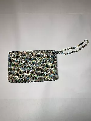 Vintage Clutch Purse Beaded Envelope Evening Bag Women’s Wallet Zip W/ Wristlet • $16.98