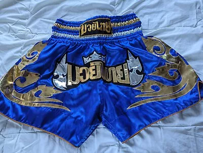 Vintage Muay Thai Kick Boxing Shorts Blue Men’s Size XL • $49.99