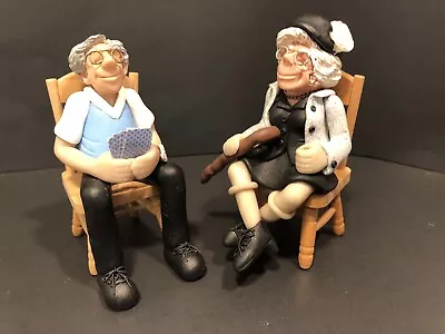 D. Manning Figurine 7  Shelf Sitter Retired Couple Grandma Grandpa And 2 Chairs • $60.99