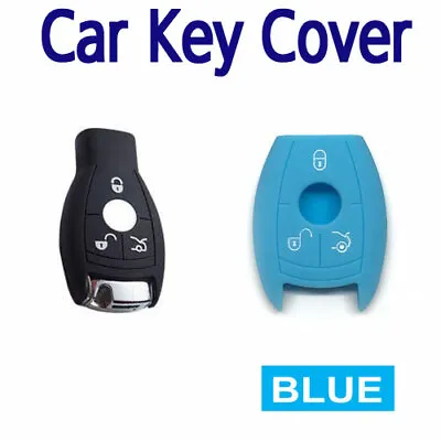 CAR KEY COVER PROTECTOR Fits Mercedes Benz W210 W211 AMG W204 C200 C250 -BLUE • $15