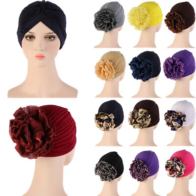 Turban Women Muslim Flower Hijab Chemo Cap Beanies Hat Hair Loss Head Wrap Scarf • $4.15