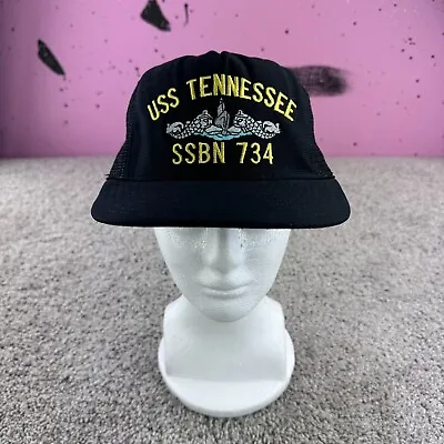 VTG Hat Cap Men Mesh Military Logo Trucker USS Tennessee Made In USA • $24.11