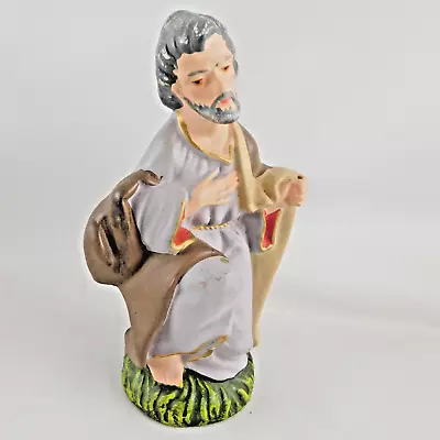 Nativity St. Joseph Figure Chalkware Vintage 1960s 4  High Woolworth's Sticker • $12.89