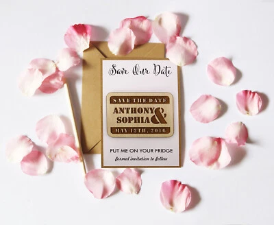 $81.39 • Buy 20 Custom Engraved Wooden Magnet Rustic Wedding Save The Date Wooden-t9z