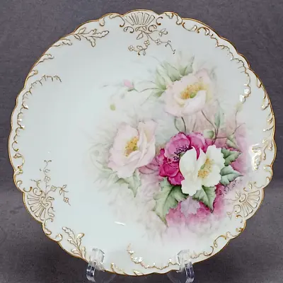 CA Limoges Hand Painted Signed Pink & White Poppies & Gold 8 3/8 Inch Plate • £144.77