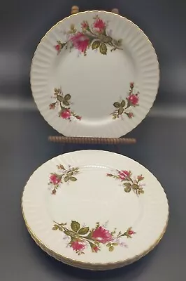 Set Of 4 Vintage Pink Moss Rose Salad Dessert Plates Japan Gold Trim 8   • $14.99