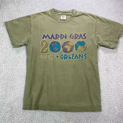 Vintage Mardi Gras Shirt Men Medium Green Graphic Single Stitch Y2K New Orleans • $14.98