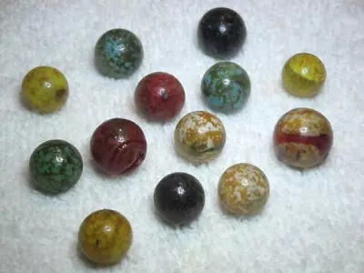 Group Of 13 Unique Assorted Vintage Glass Marbles Unknown Maker • $0.99