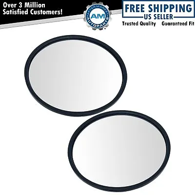 8.5  Round Convex Steel Mirror Pair Set Black Center Stud W/ Mounting Bracket • $42.84
