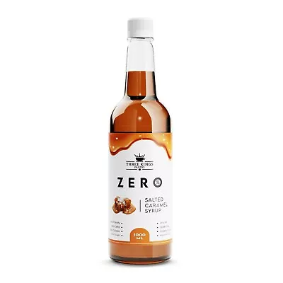 Salted Caramel Three Kings Coffee Syrup - Zero Calorie Sugar Free Keto Friendly • £8.77