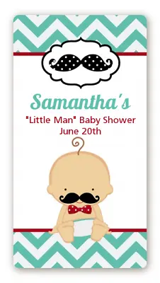 Little Man Mustache Personalized Baby Shower Rectangle Stickers - 2oz Bottle • $6