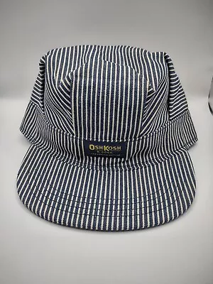 Vintage OshKosh B’Gosh Hat Railroad Engineer Striped Made In USA Sku00102 • $18.99