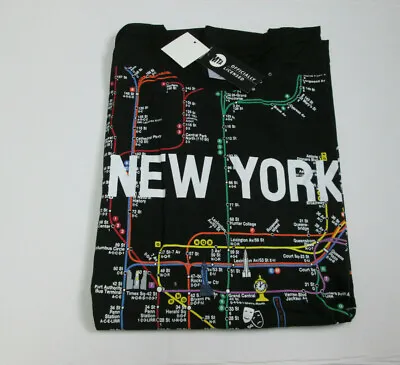 Brand New Men's NYC  New York City Manhattan MTA Licensed Subway Map T-Shirt XL • $15.77