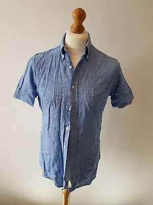 Charles Wilson Men's Blue Short Sleeve Collared Shirt Size Medium • £12.49