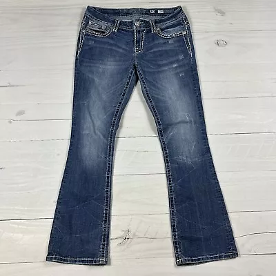 Miss Me Women's Size 30 Signature Boot Denim Blue Jeans Embroidered Pocket 30x30 • $34.95