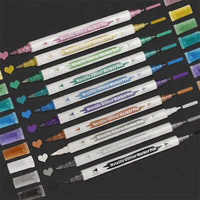 Metallic Marker Pens Dual Tip 10 Colors Paint Pens For Black Paper Rock Painting • £4.98