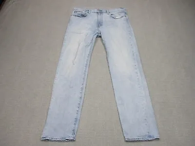 Levi's 502 Jeans Men 36 Blue Relaxed Fit Light Wash Premium Big E Stretch 36x34 • $13.98