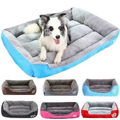 Dog Bed Cat Beds Soft Washable Fleece Puppy Cushion Warm Pet Basket Large Dog • £13.99