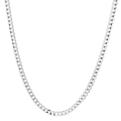 Solid 10K White Gold 4mm Cuban Curb Chain Link Mens Necklace Italian Made 24  • $389