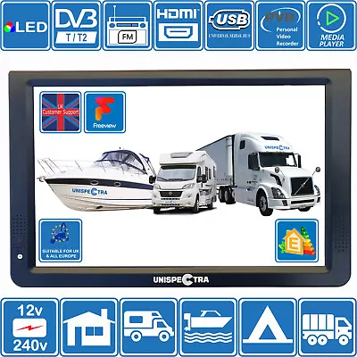 12  Inch 12V & 240V LCD TV HD Freeview FM Tuner Radio USB & PVR Motorhomes Boats • £125.21