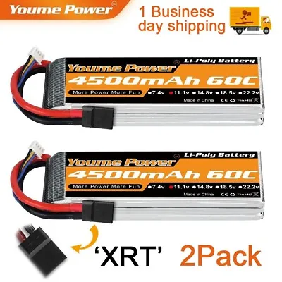 2Pack Youme 11.1V 3S 4500mAh 60C LiPo Battery For RC Car Truck Buggy Boat Racing • $40.47