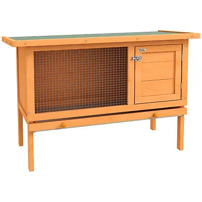 PawHut Rabbit Hutch Bunny Cage Guinea Pig Elevated House Wood Outdoor Garden • £48.99