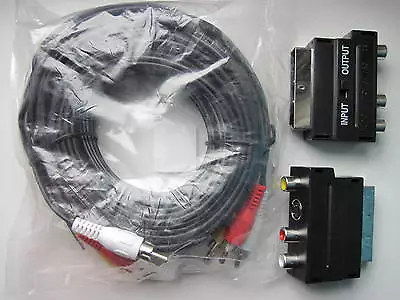 £14.99 • Buy 15m SCART LEAD TO PLUG CABLE DVD AV-TV 15m METRE 3 PHONO RCA EXTENSION BOX
