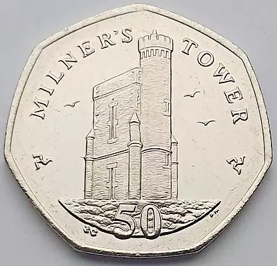 ISLE OF MAN  MILNERS TOWER  50p * LIGHTLY CIRCULATED * VARIOUS DATES AVAILABLE • £2