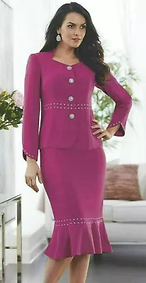 14 Midnight Velvet Fuchsia Formal Wedding Party Church Sexy Studded Skirt Suit • $39.99