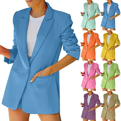 Women's Casual Long-sleeved Blazer Collared Suit Jacket Slim Daily Jacket Top • $23.39
