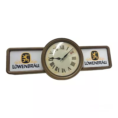Vintage 80's Lowenbrau Beer Lighted Bar Clock Sign Rare Barware Man Cave Decor • $24.99
