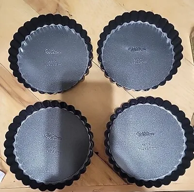 Wilton Mini Tart Quiche Pans Set Of 3 Non Stick Fluted Edge Removable Bottom 4in • $9.99