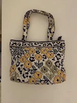 Vintage Vera Bradley Yellow Black Flower  Handbag Purse Petite GO WILD Cotton • $9